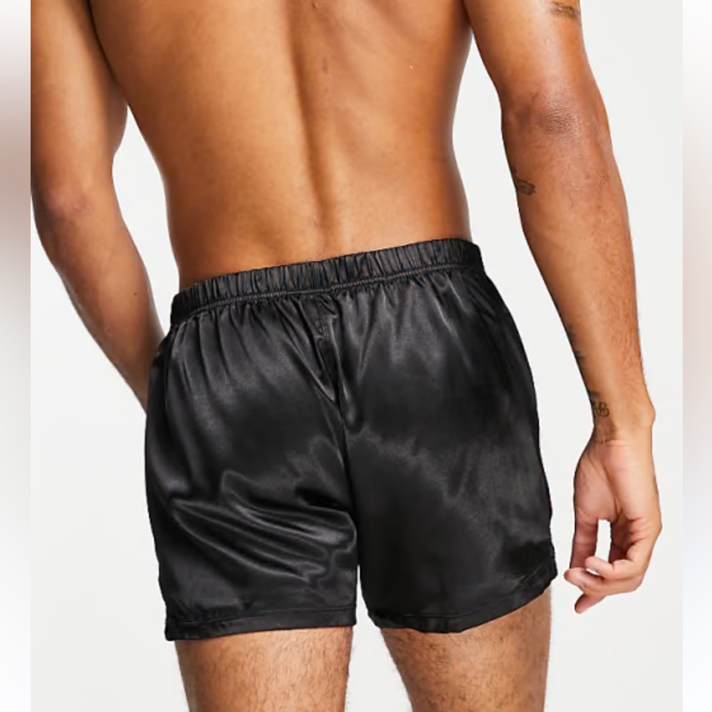 ASOS Design Sleek Black Satin Boxers - set of 2  NWT